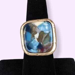 (2/$20) Colourful Square Mosaic Ring